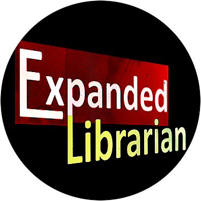 Expanded Librarian in white and yellow on black and red background.